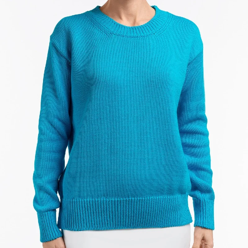 Oversized Round Neck Pullover in Aquamarina