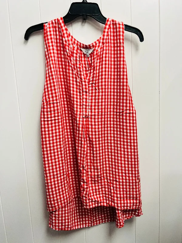 Top Sleeveless By Crown And Ivy In Red & White, Size: 3x