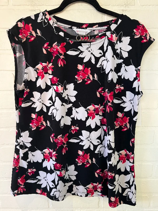 Top Sleeveless By Liz Claiborne In Black & Pink, Size: L