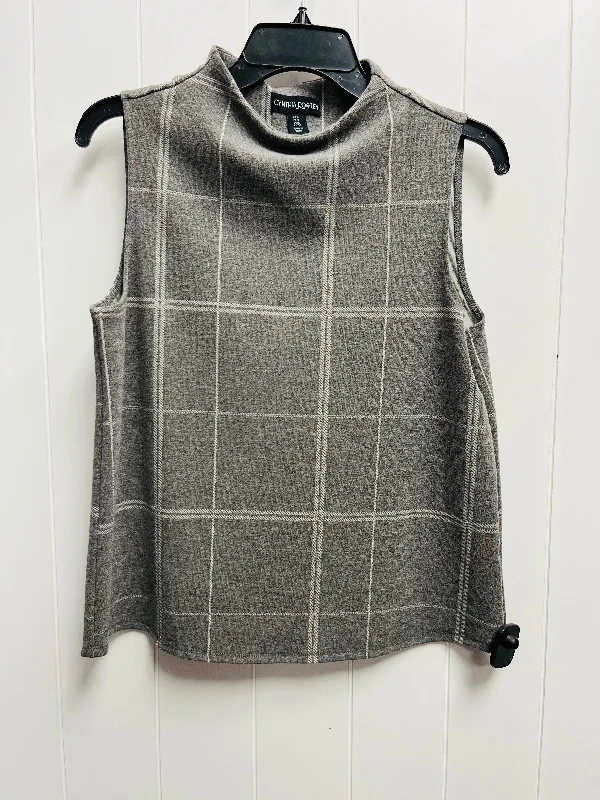 Top Sleeveless By Cynthia Rowley In Grey & White, Size: S