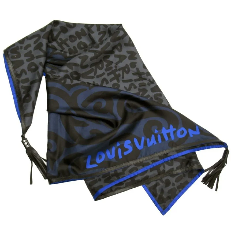 Louis Vuitton  blue Leather Silk Scarf (Pre-Owned)