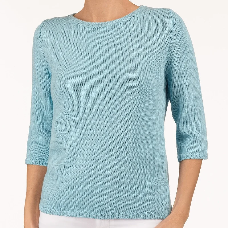 3/4 Sleeve Pullover in Turquoise Sky