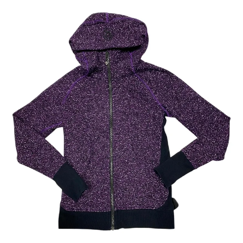 Athletic Sweatshirt Hoodie By Lululemon In Black & Purple, Size: 6