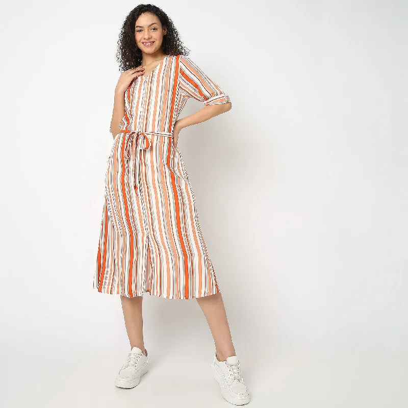 Flare Fit Striped Dress