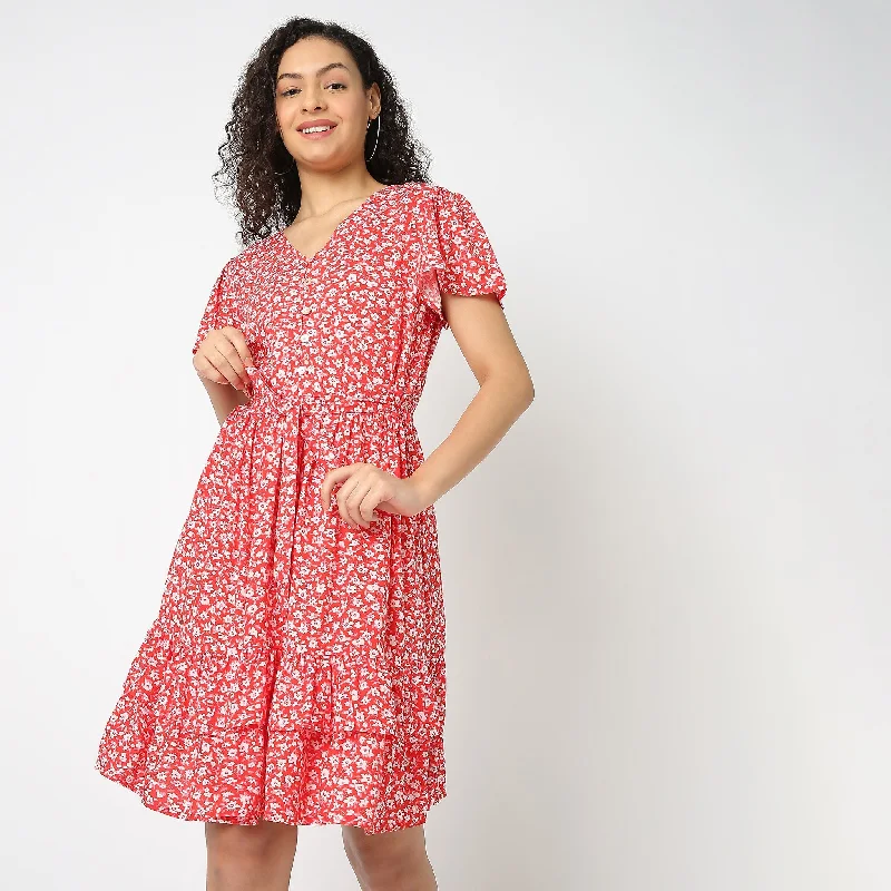 Regular Fit Floral Dress