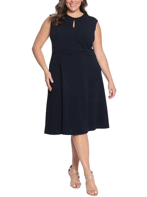 Plus Womens Keyhole Calf Midi Dress