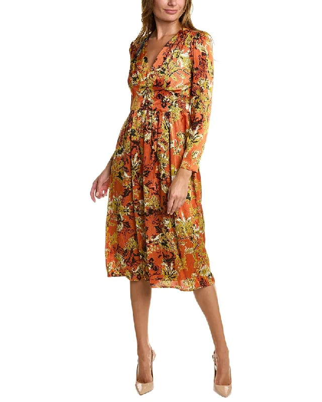 Tahari ASL V-Neck Midi Dress