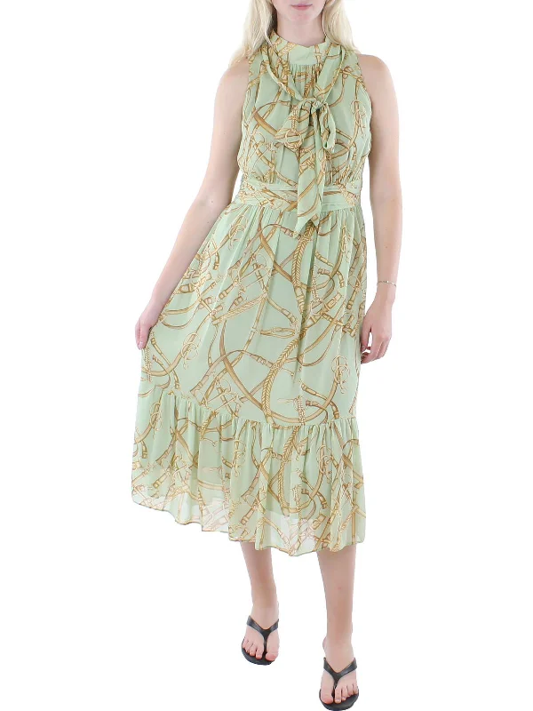 Womens Georgette Printed Midi Dress