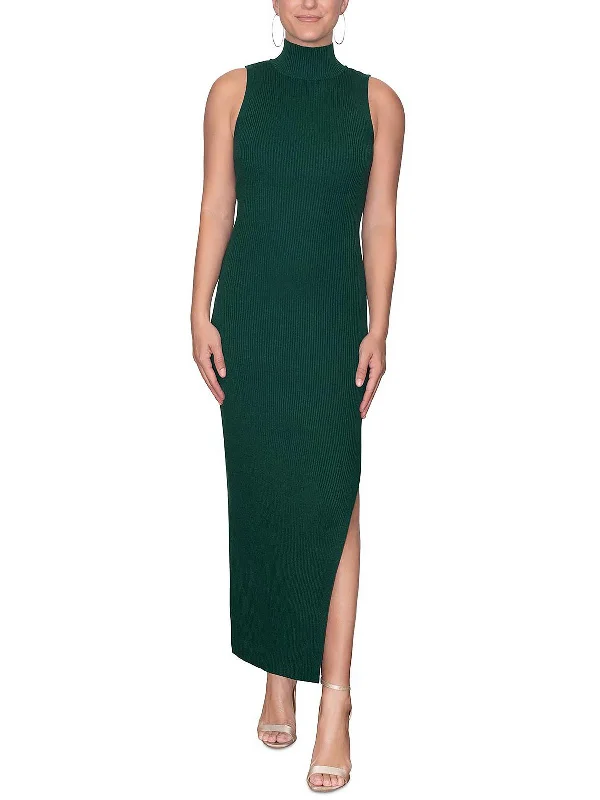 Womens Mock Neck Midi Sweaterdress