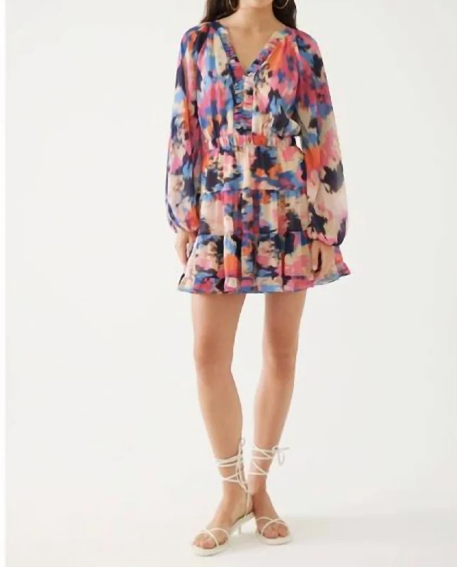 Abstract Pattern Mini Dress In Multi