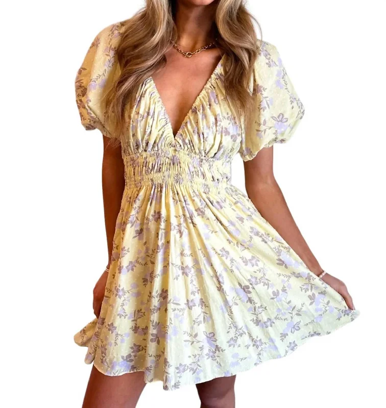 Daylily Mini Dress In Yellow