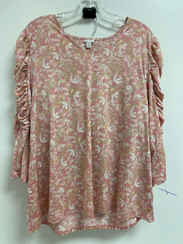 Floral Print Top Short Sleeve Cato, Size 2x