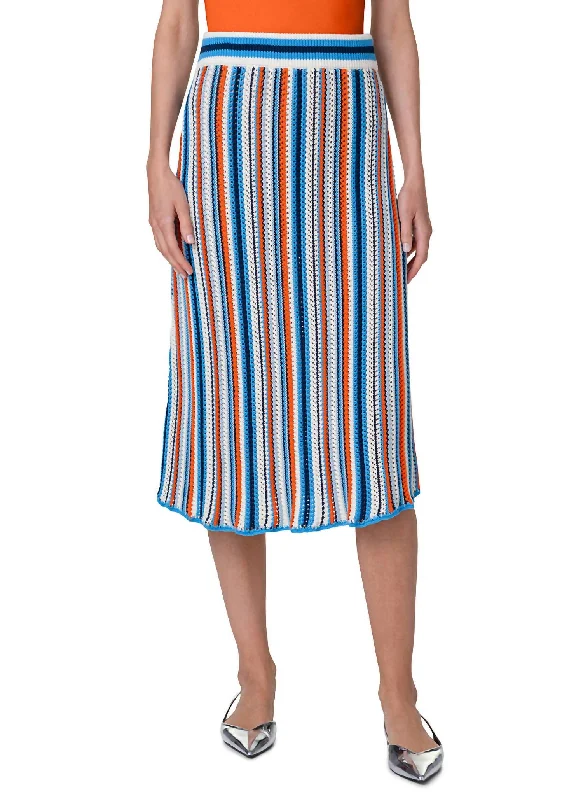 Stripe Crochet Midi Skirt In Multi