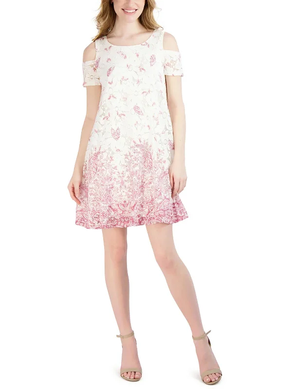 Womens Lace Floral Mini Dress