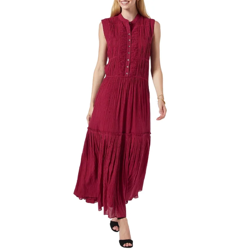 Cantralla Maxi Cotton Dress In Beet Red