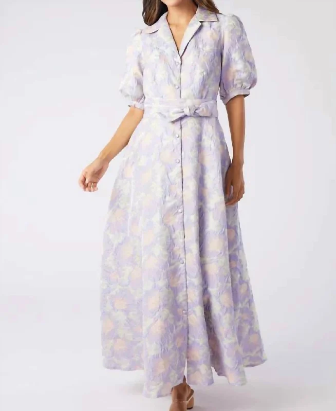 Charlotte Lilac Floral Jacquard Maxi Gown