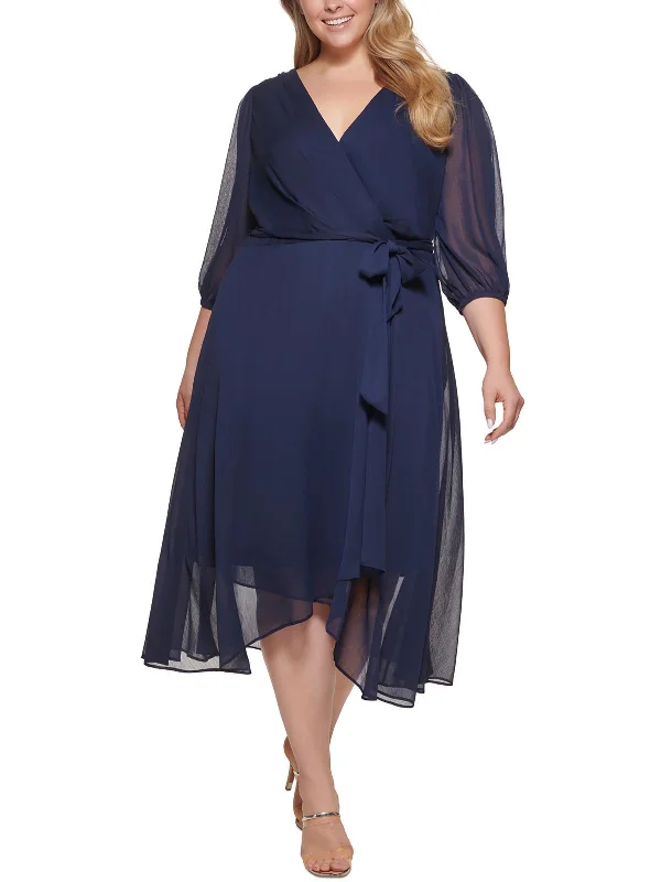 Plus   Womens Surplice Long Maxi Dress