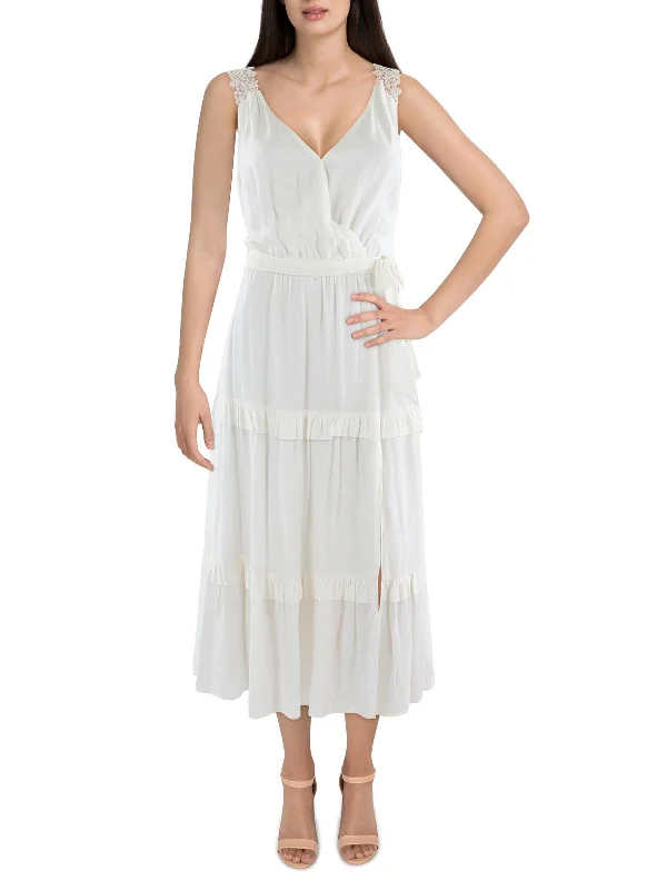 Riviera Womens Lace Trim Long Maxi Dress