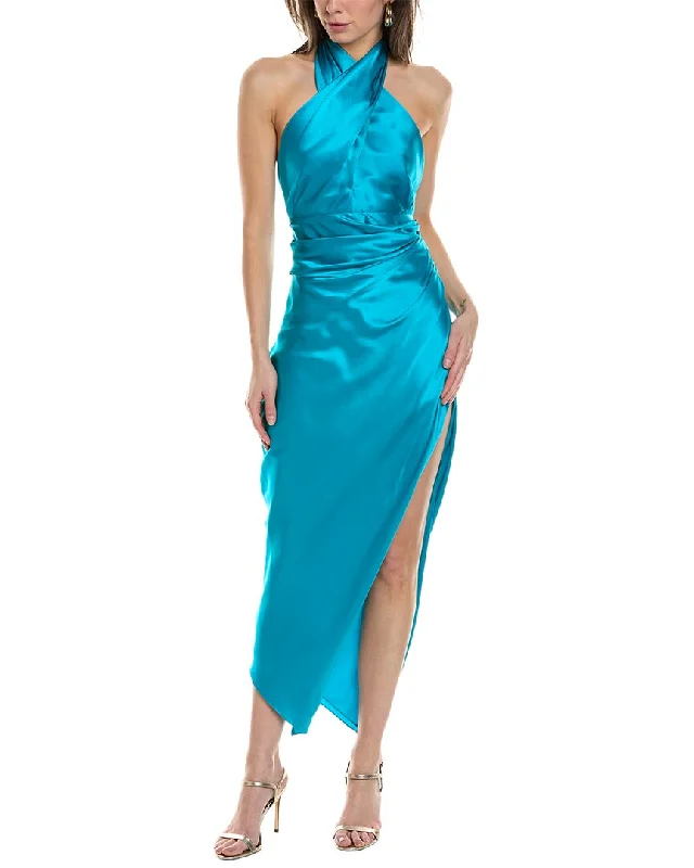 THE SEI Halter Silk Maxi Dress