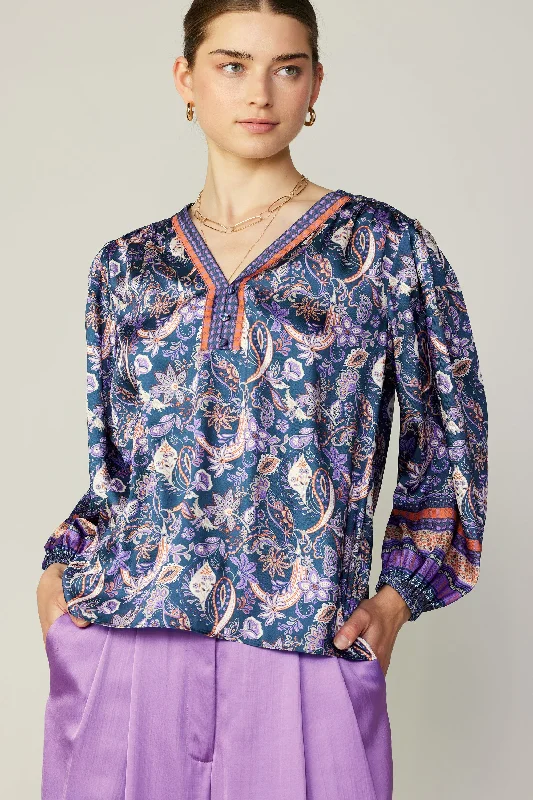 Border Print Paisley Top