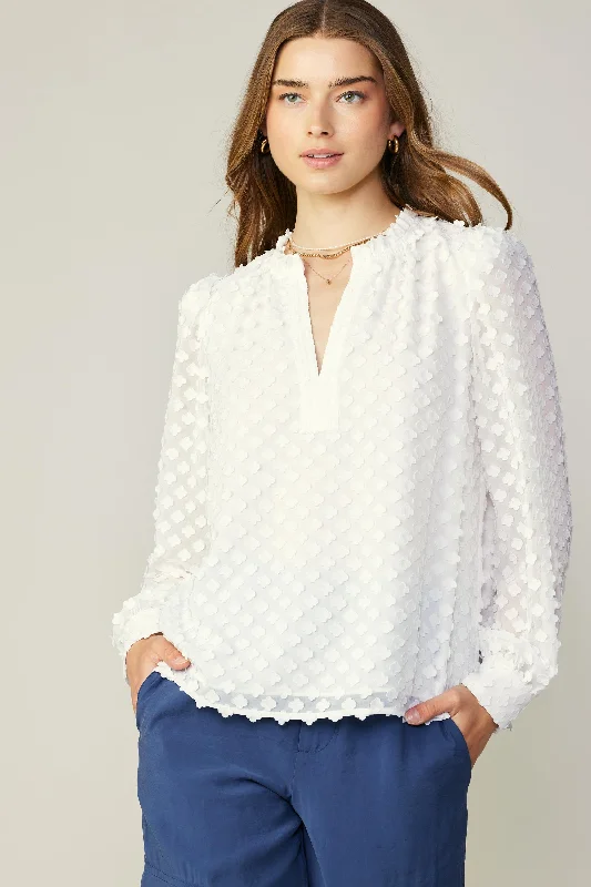 Textured Floral Jacquard Blouse