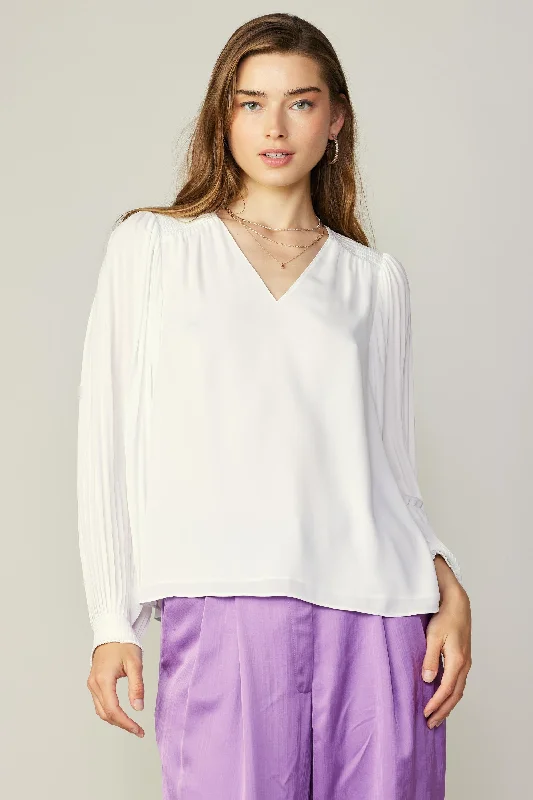 Long Pleated Sleeve Blouse