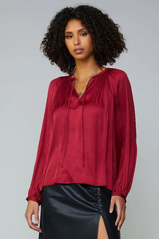 Gathered Splitneck Blouse