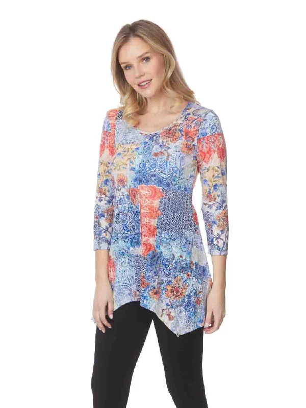 Tianello "Scarlet" Print Cotton Burnout "Asbury" Tunic