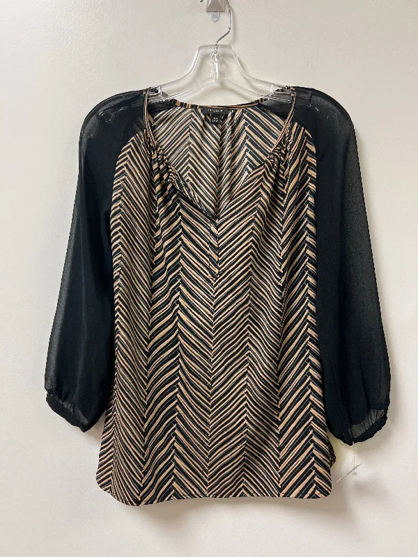 Top Long Sleeve By Ann Taylor In Black & Cream, Size: Xs