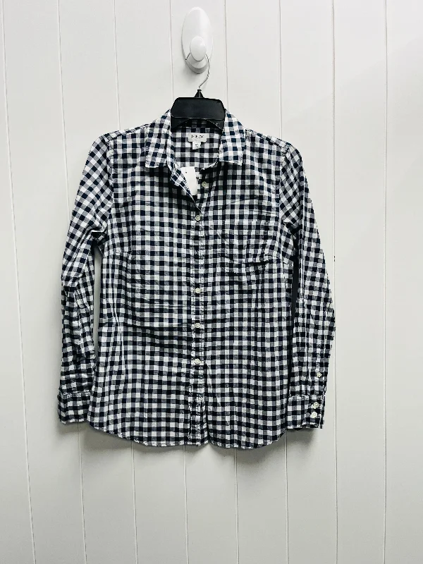 Top Long Sleeve By J. Crew In Blue & White, Size: Mp