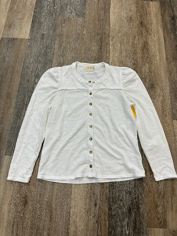 Top Long Sleeve By Nation In White, Size: M