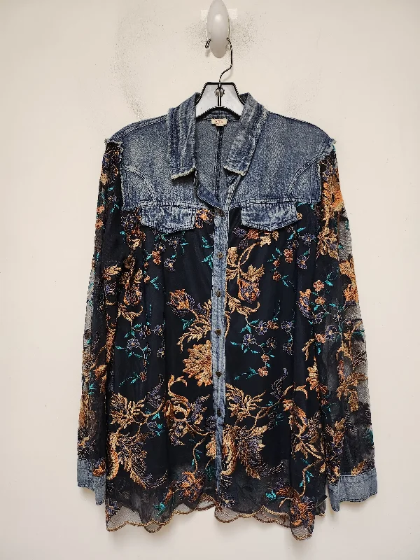 Top Long Sleeve By Reba In Floral Print, Size: L