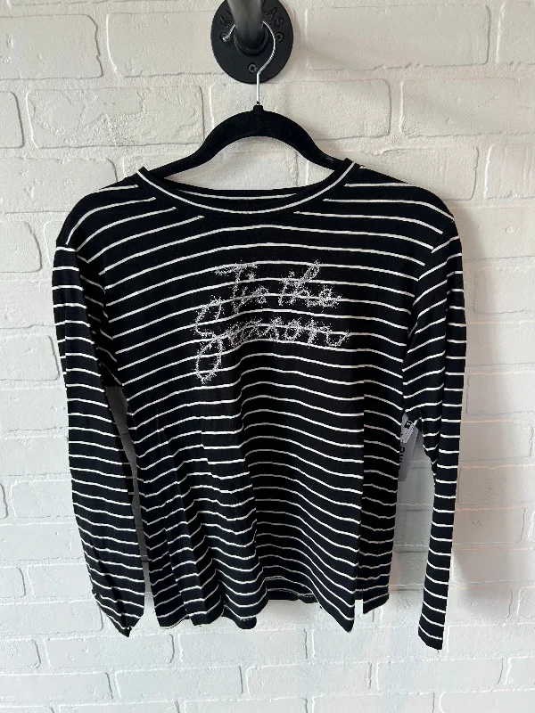 Top Long Sleeve By Talbots In Black & White, Size: Mp