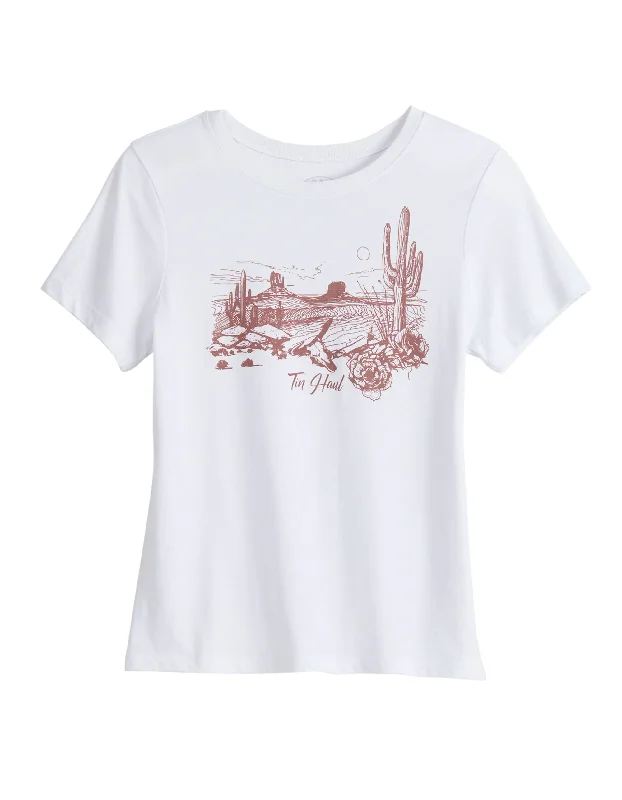 WOMENS SHORT SLEEVE TIN HAUL DESERT SCENE SCREEN PRINT T SHIRT WITH TRIBLEND CLASSIC FIT