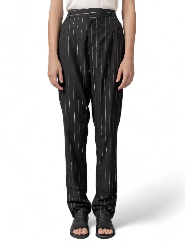 Joan High Rise Metallic Pinstripe Trouser In Black/metallic