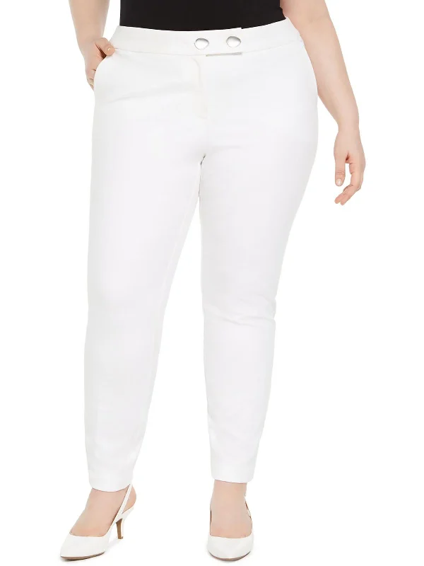 Plus Womens High Rise Solid Skinny Pants