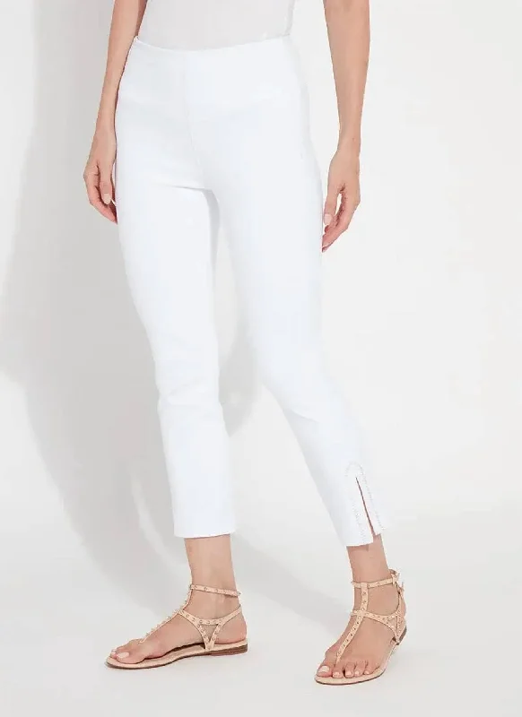 Poppy Embroidered Crop Demin Legging In White