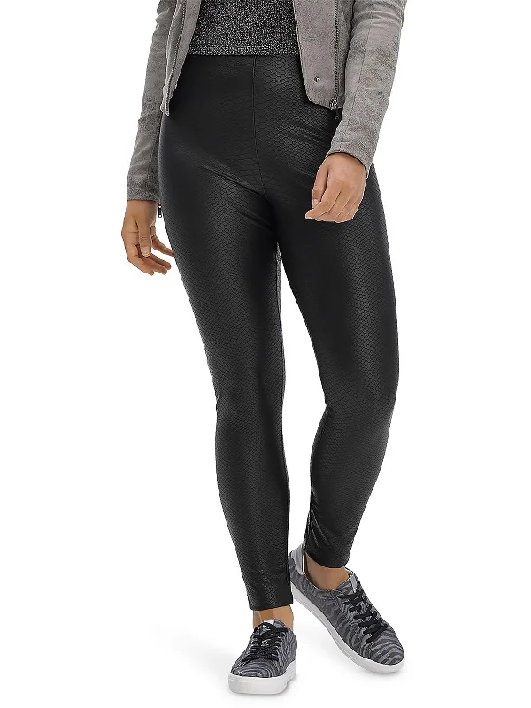 Womens Faux Leather High Rise Leggings