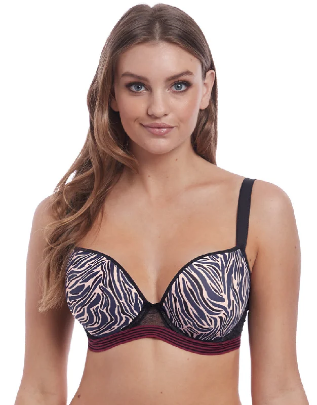 Freya Wild Plunge T-Shirt Bra in Black Zebra Print