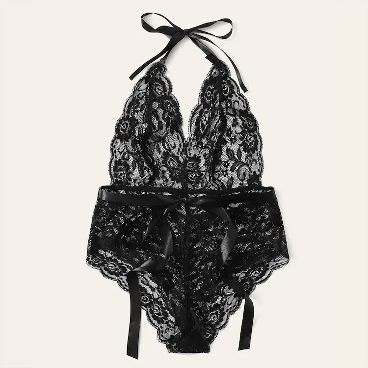 Elegant lace V-Shaped Bodysuits Lingerie For Women