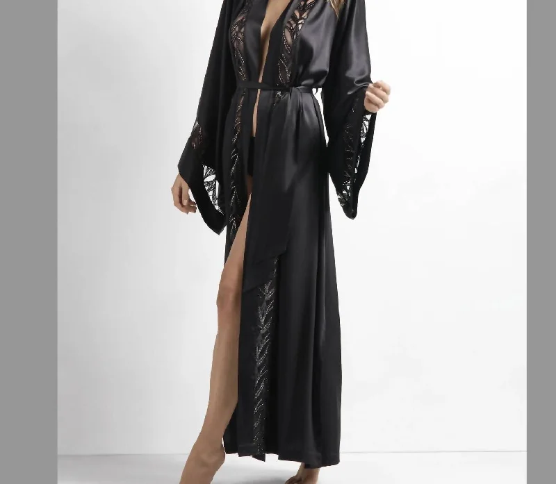 My Desire Silk Robe In Black