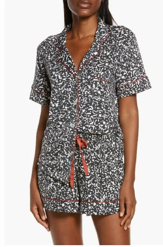 Short Pajamas Composition Print In Black/white