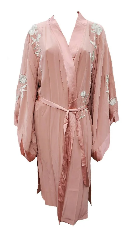 Women's Pastel Reversible Kimono In Mauve Glow