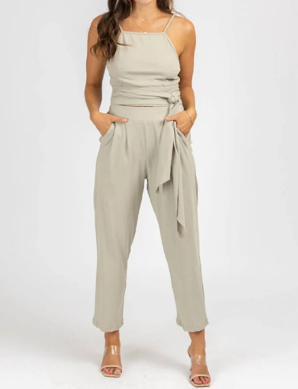 Wrap Top + Pleated Pant Set In Mushroom